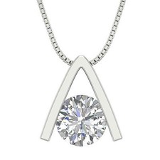 Solitaire Pendant Necklace Natural Diamond I1 H 1.00 Ct Bar Set 14K White Gold
