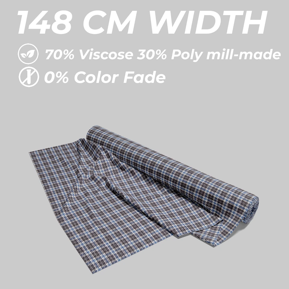 Tela de tweed diente de perro premium 70 % viscosa 30 % poliéster | Material de vestido de traje blazer Foto 4 de 4