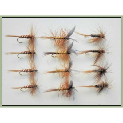 Trockene Forellenfliegen, 12er Pack, Whickhams Fancy, Fasanenschwanz & Mücke, gemischt 14.12.16
