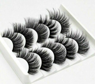 5 Paar 3D Nerz Falsche Wimpern Wispy Cross Long Thick Soft Fake Eye Lashes UK