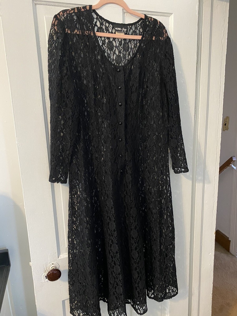 Women's Vintage 1980's More Jazz Black Lace Corset Dress Size 14W Goth  Witchy | eBay