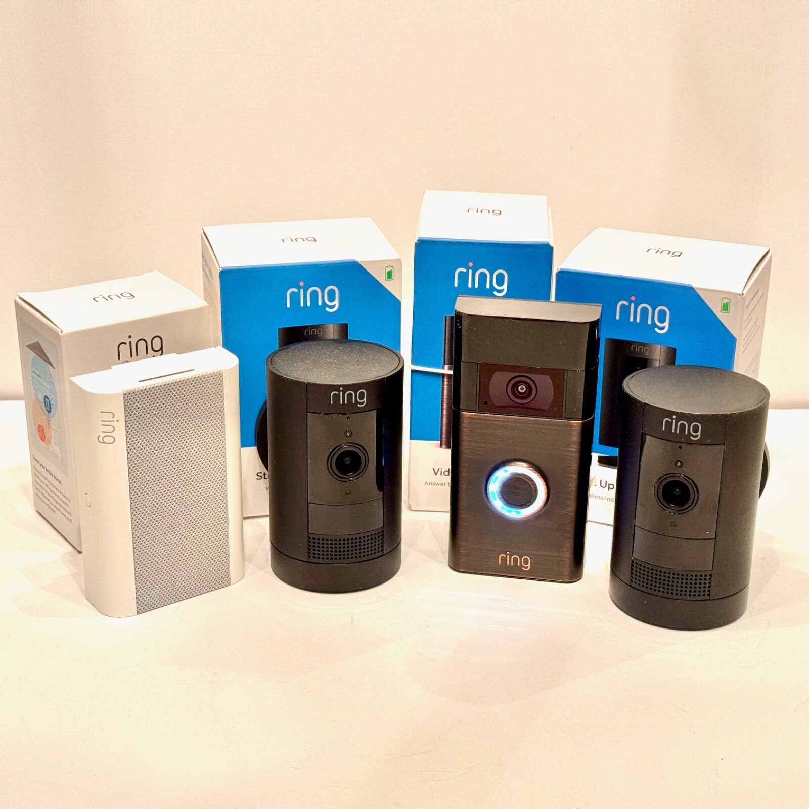 Ring Doorbell, Chime Pro, 2 Stick-Up Cameras Works Perfectly No Wiring - Alexa-image