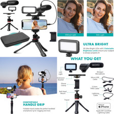 Youtube Content Creator Vlogging Kit For Iphone Tripod LED Shotgun Microphone