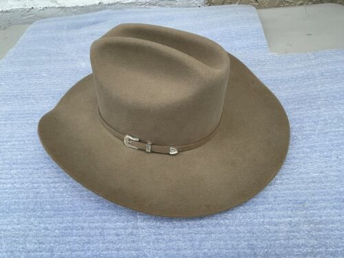 Cappello da cowboy premium Stetson Stallion XXX in lana taglia 7 con fibbia cinturino argento - Foto 1 di 14