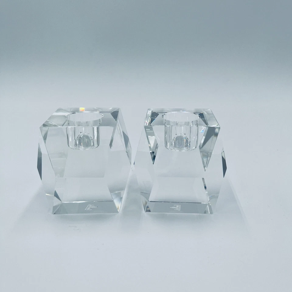 Set of 2 Rosenthal Faceted Clear Crystal Candle Stick Holder Candle Holder - Image 3 of 4