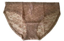 Victoria's Secret Women's Lace Bikini Panty Large Beige NEW