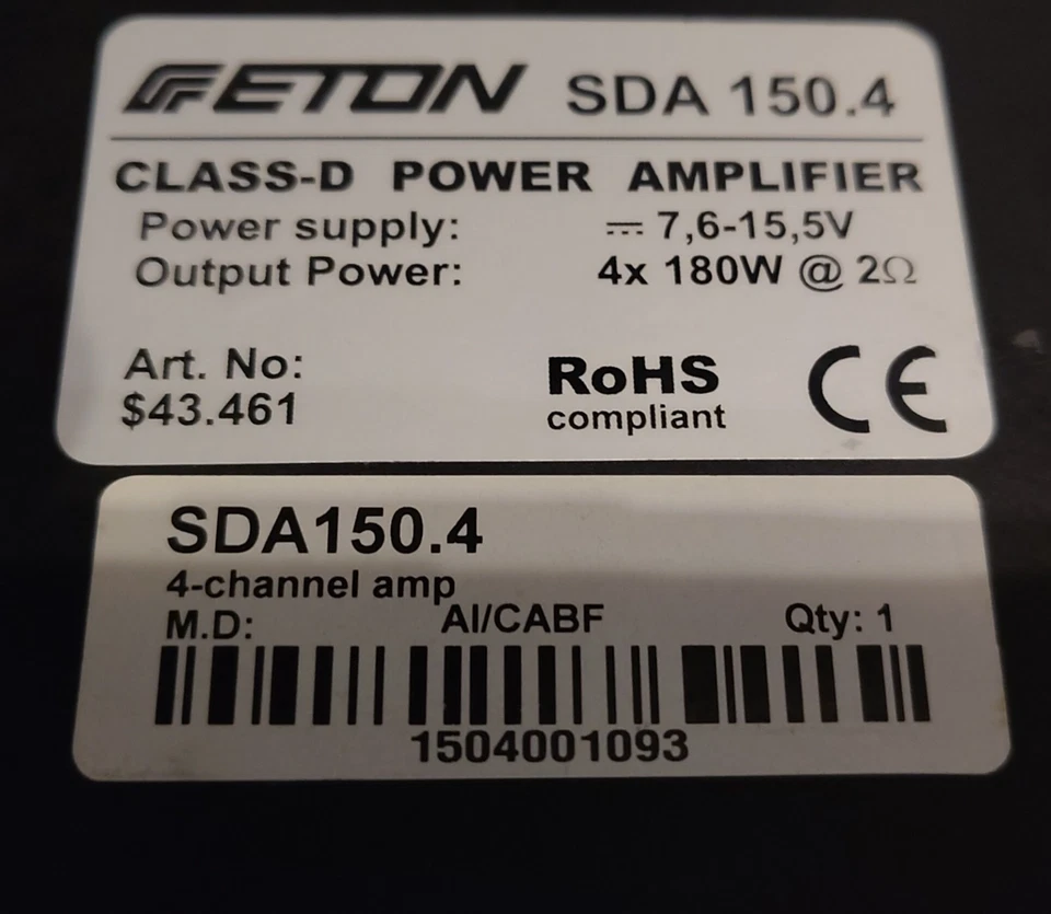ETON SDA 150.4 Stereo Power Amplifier 4x180 Watt Class D 2 Ohm Endstufe - Bild 3 von 4
