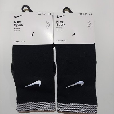 Nike Spark Man's Women's Running CREW Socks Dri-Fit Cushioned 2 Pairs