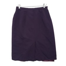 Vintage 80s Womens Purple Pure Wool A Line Midi Skirt Size 14 Dark Academia