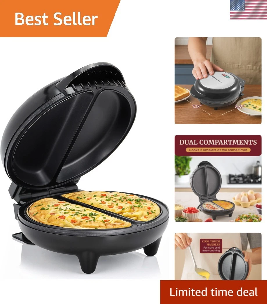 Omelet Frittata Snack Maker Non-Stick Portable Stainless Steel Black