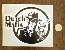 DUTCH Bros STICKER Decal MAFIA Man HAT Coffee BLACK Rare CAR Yeti OLD Design