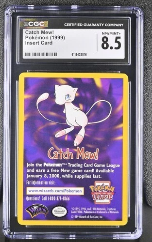 CGC 8.5 CATCH MEW ! INSERT CARD 1999 POKEMON NM/ MINT
