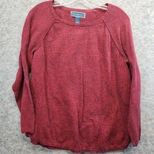 Karen Scott Women's Heather Red Round Neck Raglan Sleeve Sweater Size Small