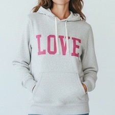 PINK Victoria's Secret light Grey Love Hoodie Sweatshirt XS Y2K casual