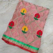 Ethnic Indian Punjab Wedding Phulkari Dupatta Embroidery Scarf Veil Stole Hijab