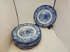 11  Vintage Staffordshire Liberty Blue Washington At Valley Forge 8.5" Plates