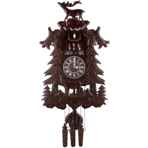 Large Deer Handcrafted Wood Cuckoo Clock with 4 Dancers Dancing with Music