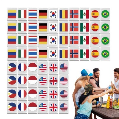 Countries Flags Seaside Escape Mahjong Game Set 65 Tiles 1.18x0.87x0.59 Inches