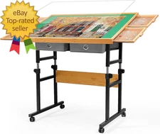 1500 Pieces Puzzle Table with Wheels  with Drawers and Cover...