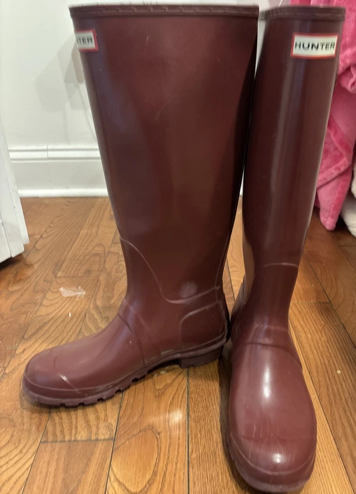 Botas de lluvia altas granate Hunter para mujer talla 9 (de colección años 2000) Foto 2 de 4