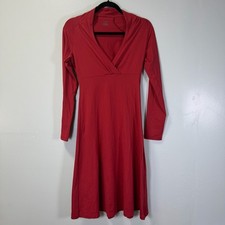 Patagonia Eva Luna Red V-Neck Long Sleeve Dress Sz Small