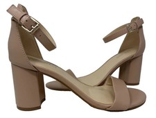 Nine West Women's Sandy Block Heel Open Toe Dress Sandals Taupe Size:8.5 97R