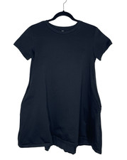 Womens Uniqlo Solid Black Black Structured Mini Shirt Dress Size Small