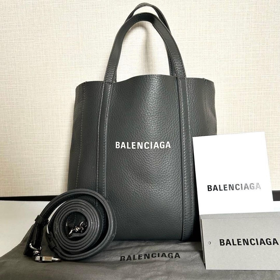 Balenciaga Everyday Tote Bag Charcoal Leather 2Way Shoulder Handbag Authentic
