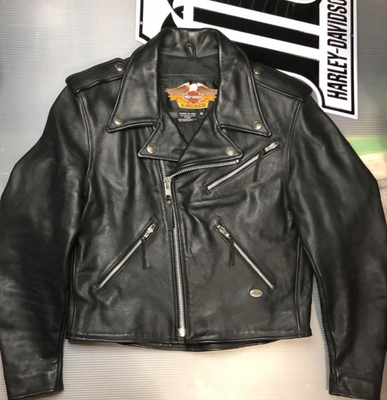 HARLEYDIEREI ブラックレザーライダースジャケット XL Harley-Davidson Riders jacket size:M Black Cowhide leather EX