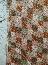 REMNANT Cheater Quilt Fabric Cotton VIP Cranston Brown Floral Squares 9x9"