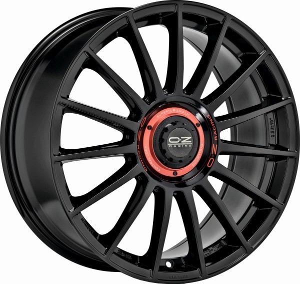 4x Alufelgen OZ SUPERTURISMO EVOLUZIONE GLOSS BLACK+RED LET. 8x18 ET45 LK5 112 1
