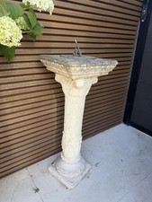 Vintage Garden Sundial Carved Stone Pedestal Bronze Sundial Stand