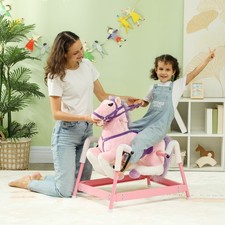 Sprightly Spring Rocking Horse Kids Ride On Toy with Sounds  Stirrups, 3-8 Yrs