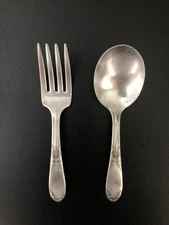 National Silver Co - Silverplate Baby Spoon & Fork King Edward Pattern Vintage