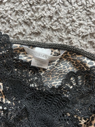 Victoria's Secret Schlupfkleid Medium Leopardenmuster Spitze Mini Satin Negligee Y2K - Bild 4 von 6