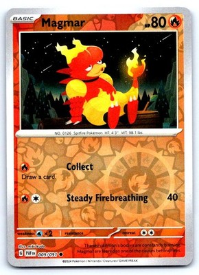 Pokemon Magmar SV: Paldean Fates PAF Reverse Holo 009/091 NM Common miki kudo