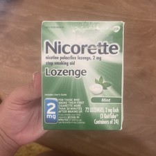 Nicorette Nicotine Mint Scent Lozenge to Stop Smoking 2mg 72 Pieces Ex: Jan 2027