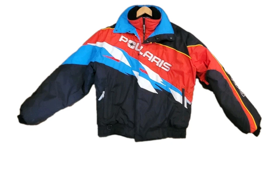 Polaris Snowmobile Racing Winter Bomber Jacket Size Large tall Logo Vintage 90s - Image 2 of 4