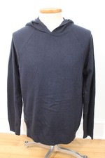 Vince L Blue Wool Cashmere Soft Pullover Raglan Sleeve Hoodie Sweater