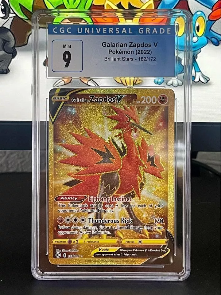 Pokémon TCG Galarian Zapdos V Brilliant Stars 182/172 Graded CGC 9 Mint