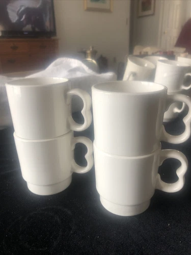Vtg Shenango China White Porcelain Stackable Coffee Tea Cup Mug Restaurant Ware