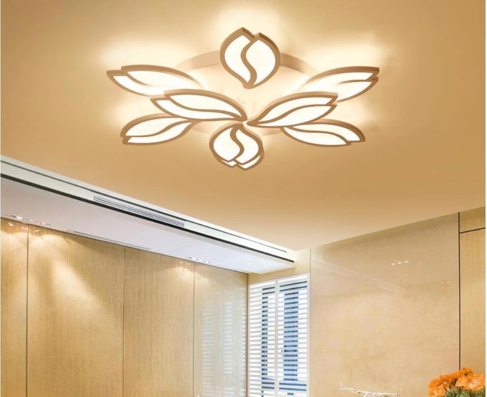 Lámpara de Techo LED Moderna Flor de Loto Colgante Iluminación Dormitorio Salón Acrílico Foto 4 de 4