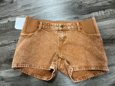 Isabel Maternity by Ingrid Isabel Midi Jean Shorts Elastic Side, Brown Size 4
