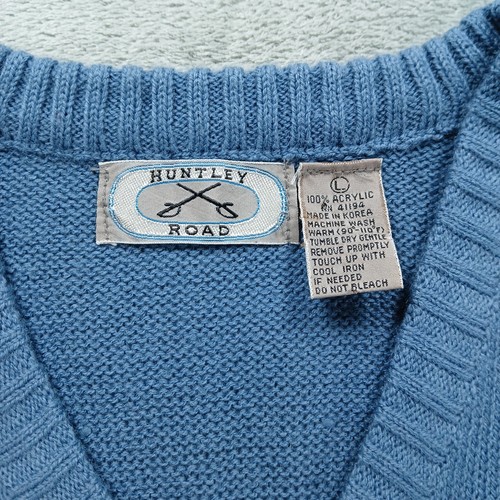 Vintage Argyle V-neck Sweater Vest Men's Large Blue Pullover Grandpa Preppy - Picture 4 of 6