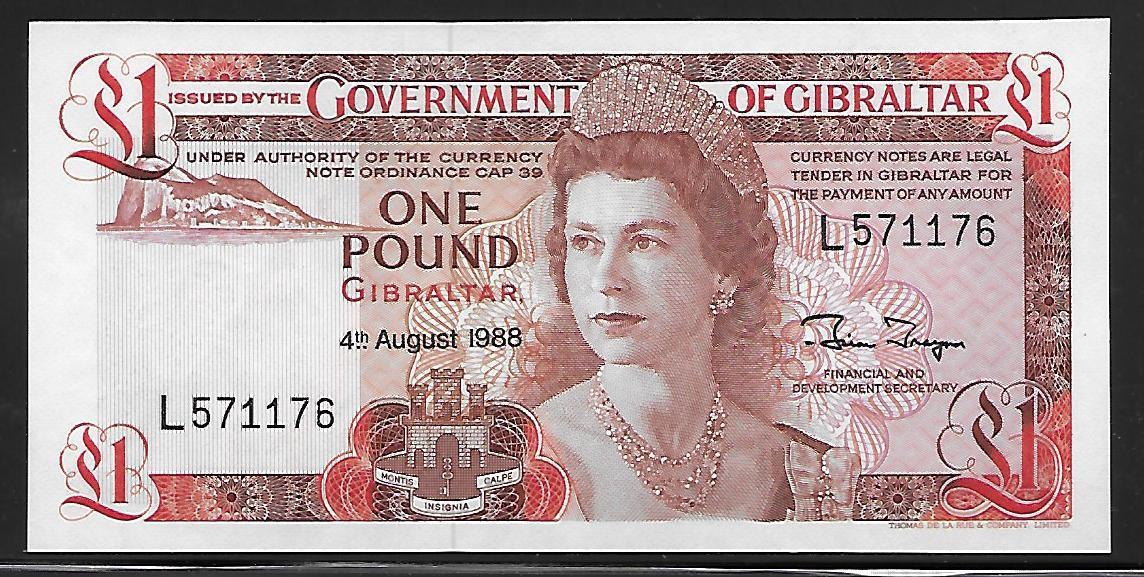Gibraltar P-20e 1 Pound 1988 Unc