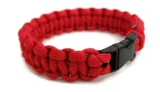 Paracord Bracelet 550 Black Tactical 3/8" Buckle (Red) Hand Made