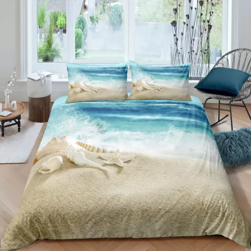 Beach Sea Shell Quilt/Duvet/Doona Cover Set Single Double Queen King Size Bed - Picture 8 of 29