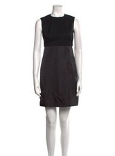Prada Authentic Solid Black Tank Crew Neck Mini Dress 38 2 Xs