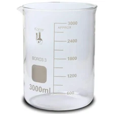 3000ml Beaker, Low Form Griffin, Boro 3.3 Glass, Graduated, Karter Scientific 