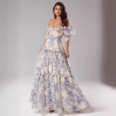 belle vintage cream floral lace off shoulder maxi dress House of CB Belle Dress Hire Australia